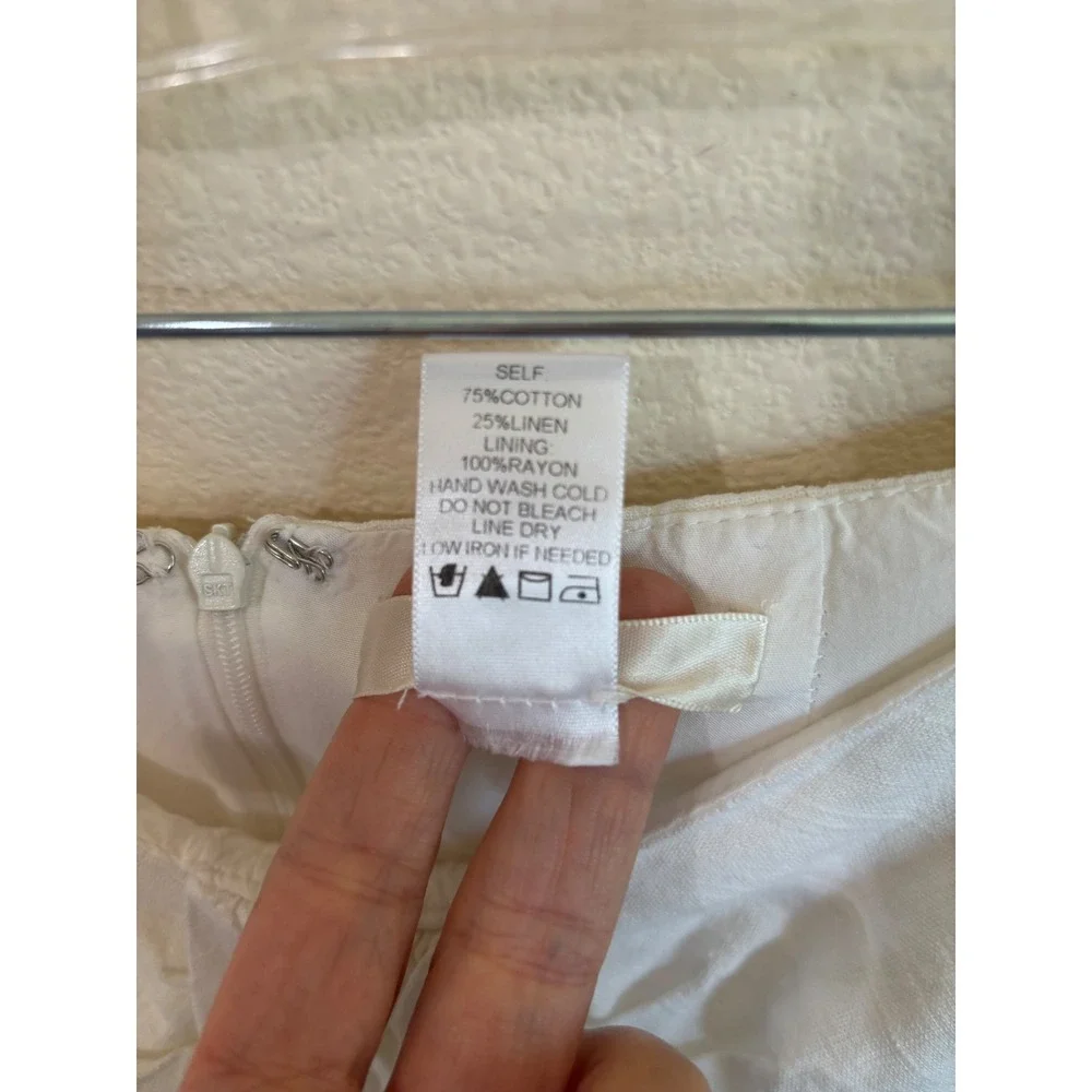 La Lavon Skirt Womens S White Cotton Linen Draped Tulip Hem Midi Coastal